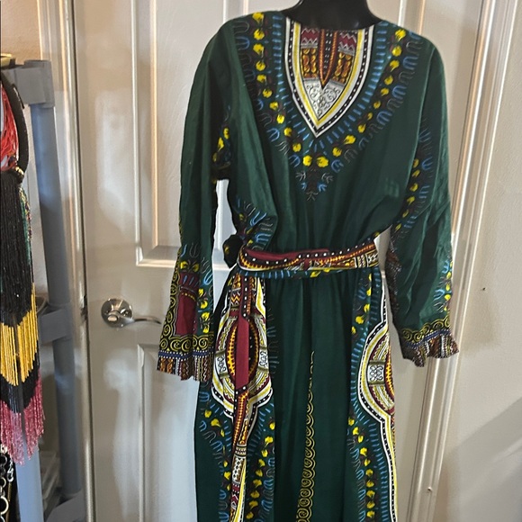 African Dashiki Print Green Maxi Dress! - Picture 7 of 16